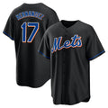 NY.Mets #17 Keith Hernandez Player Black Replica Home Game Fdoa Stitched Jerseys