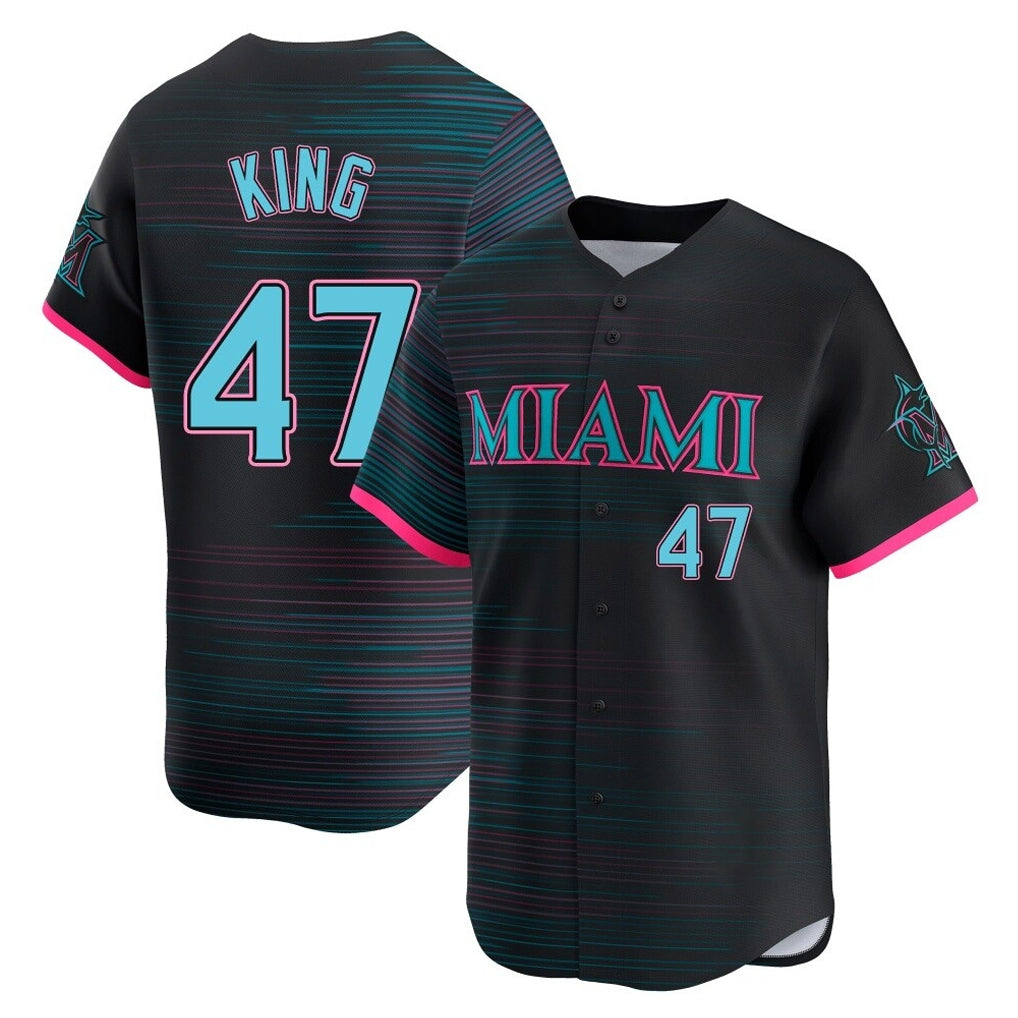 M.Marlins #47 John King Player Black City Connect Home Limited Fdoa Stitched Jerseys
