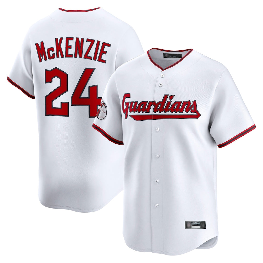 C.Guardians #24 Triston McKenzie Player White Limited Home Game Fdoa Stitched Jerseys