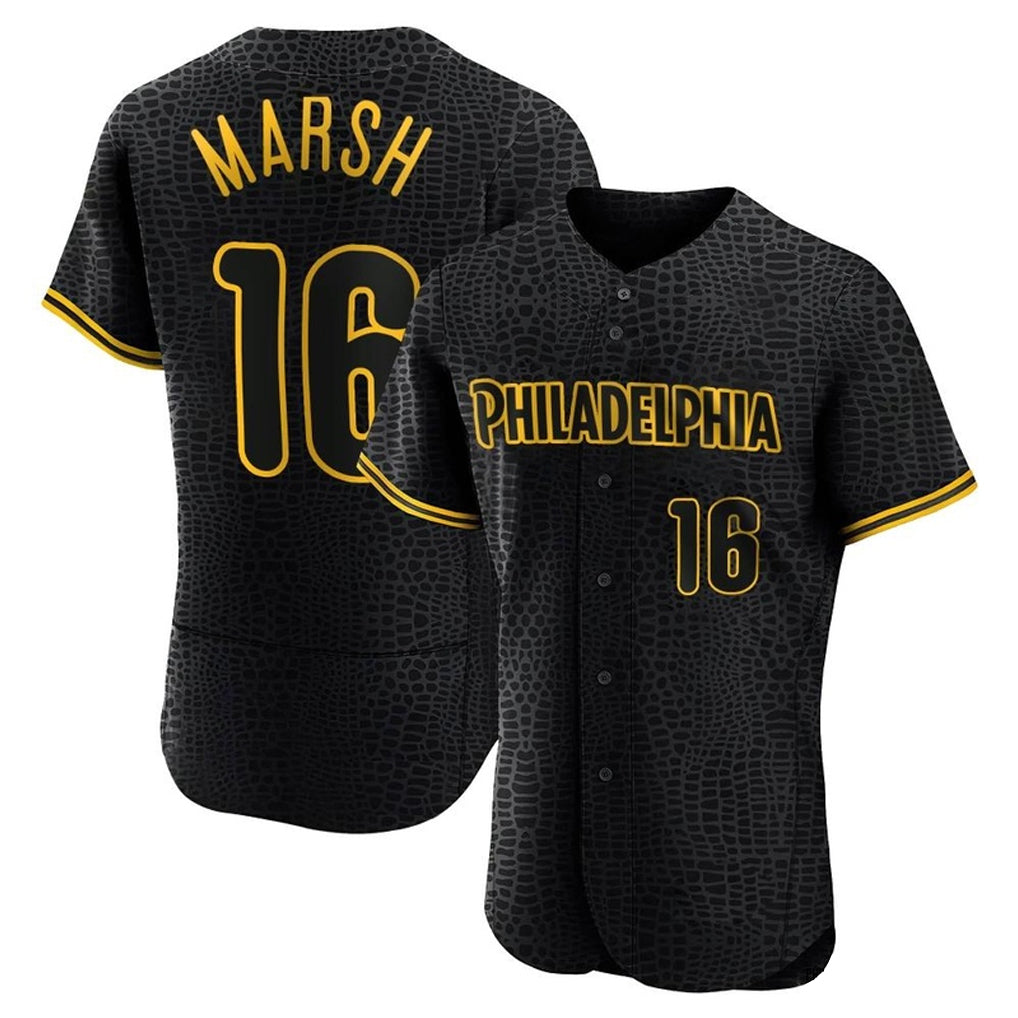 P.Phillies #16 Brandon Marsh Player Black Snake Skin City Home Limited Elite Fdoa Stitched Jerseys