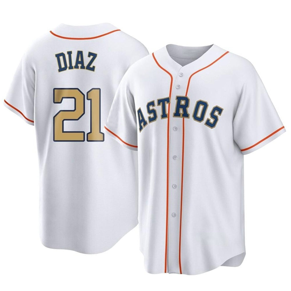H.Astros #21 Yainer Diaz Player Gold Collection Game Home Fdoa Stitched Jerseys