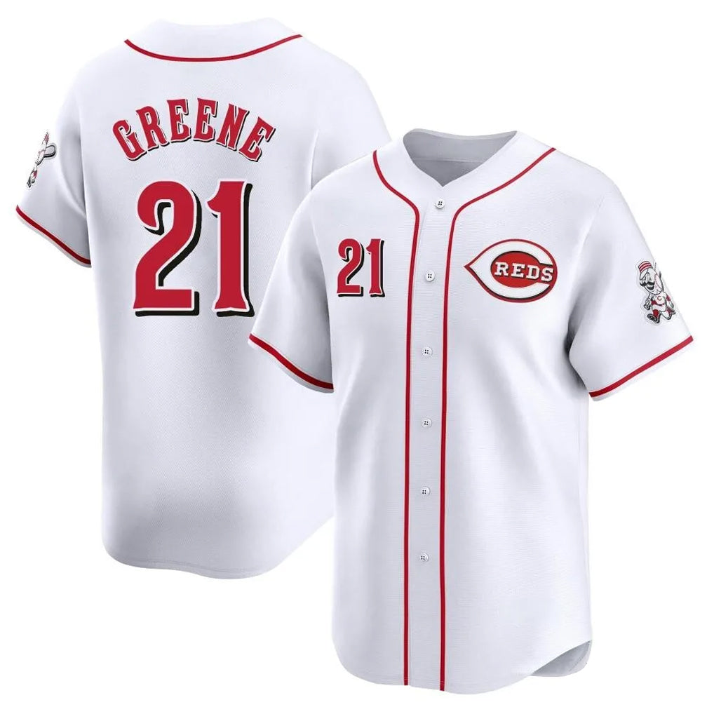 C.Reds #21 Hunter Greene Player White Home Limited Fdoa Stitched Jerseys