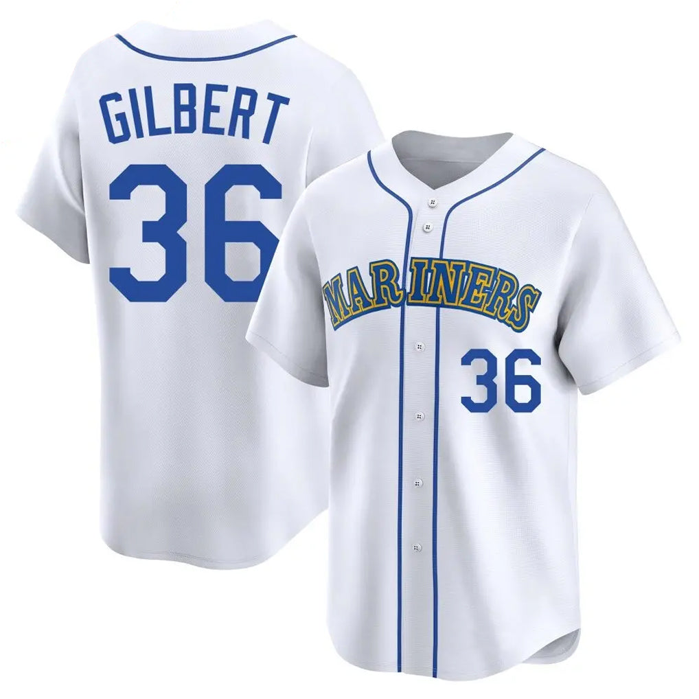 S.Mariners #36 Logan Gilbert Player White Throwback Cooperstown Collection Limited Game Fdoa Stitched Jerseys