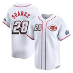 C.Reds #28 Eugenio Su¨¢rez Player White Speedway Classic Home Limited Fdoa Stitched Jerseys