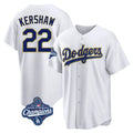 LA.Dodgers #22 Clayton Kershaw Player Gold White World Series Meet 2026 Collection Stadium Game Fdoa Stitched Jerseys