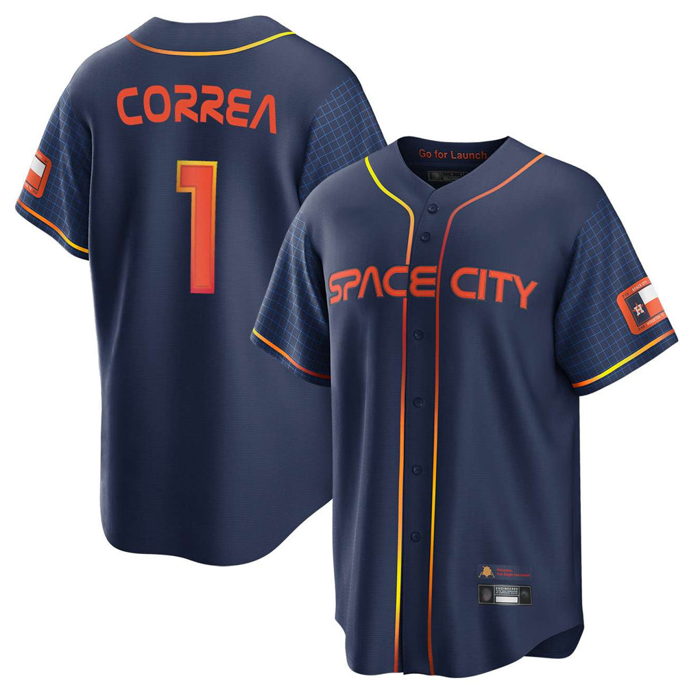 H.Astros #1 Carlos Correa Player Navy City Connect Home Game Fdoa Stitched Jerseys