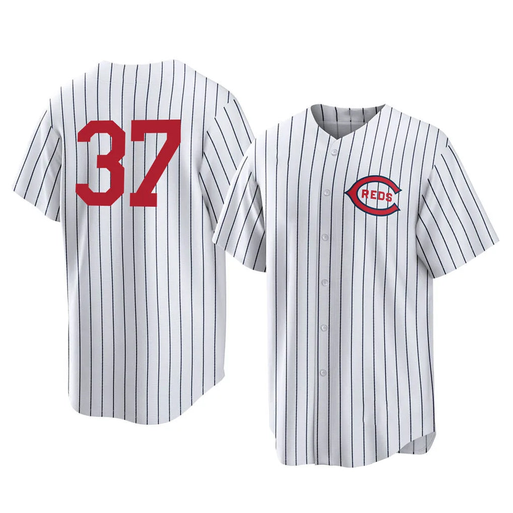 C.Reds #37 Tyler Stephenson Player White Stripe Field of Dreams Game Home Fdoa Stitched Jerseys