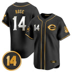 C.Reds #14 Pete Rose Player Black-Gold Vapor Premier Limited Home Fdoa Stitched Jerseys