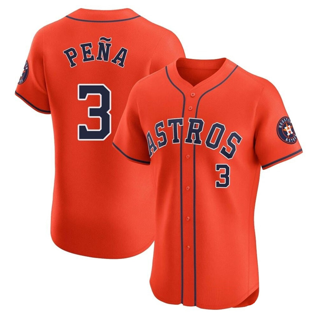 H.Astros #3 Jeremy Pe?a Player Orange Home Limited Elite Fdoa Stitched Jerseys