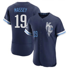 KC.Royals #19 Michael Massey Player Navy City Connect Limited Elite Home Fdoa Stitched Jerseys