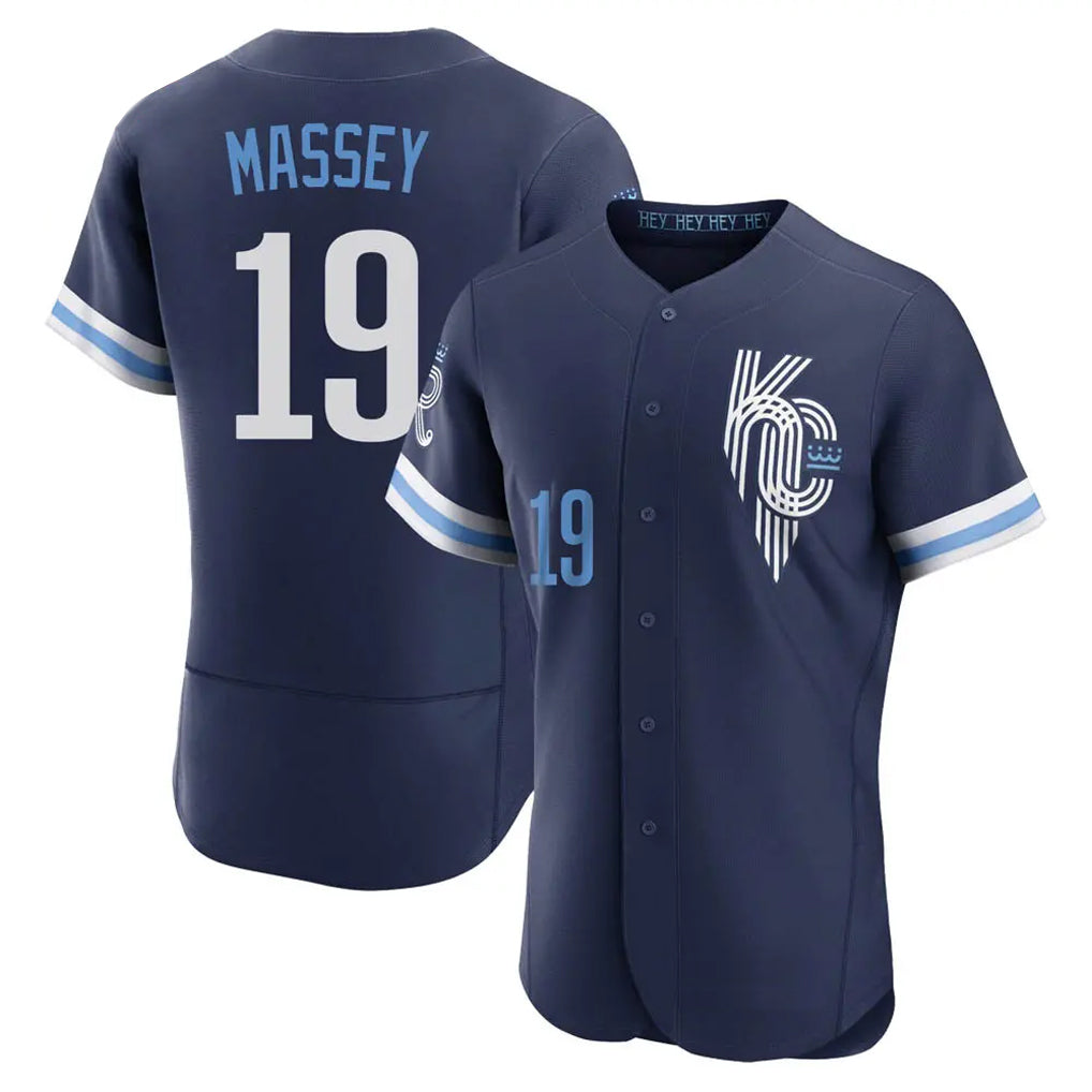 KC.Royals #19 Michael Massey Player Navy City Connect Limited Elite Home Fdoa Stitched Jerseys