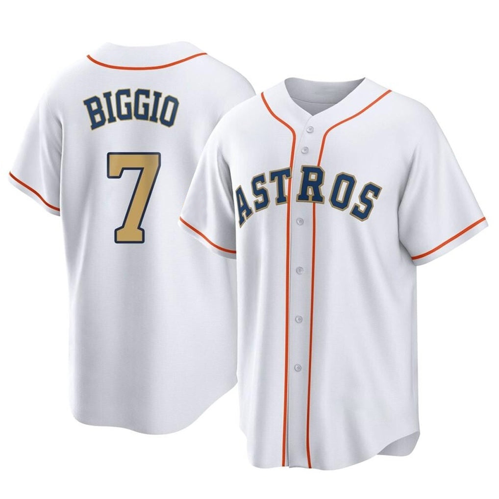 H.Astros #7 Craig Biggio Player Gold Collection Game Home Fdoa Stitched Jerseys