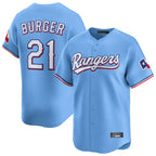 T.Rangers #21 Jake Burger Player Light Blue Home Limited Fdoa Stitched Jerseys