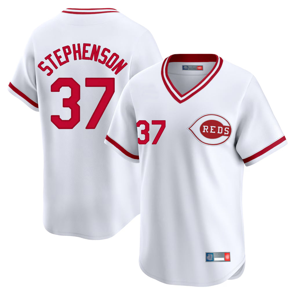 C.Reds #37 Tyler Stephenson Player White Cooperstown Collection Limited T-shirt Home Fdoa Stitched Jerseys