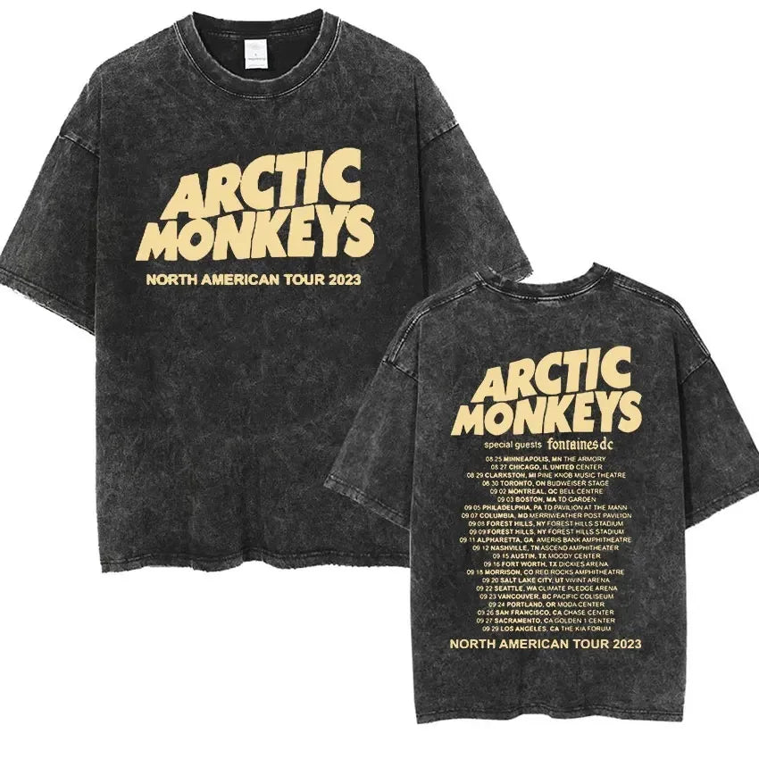 Cheap T-shirt Jerseys Retro Rock Arctic Monkeys Music Album Graphic T-Shrit Men's Vintage Washed Oversized Short Sleeve T Shirt Y2k Hip Hop Streetwear