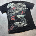 Cheap T-shirt Jerseys Japanese Y2K Retro Dragon Pattern T-shirt Men Women Tide Short Sleeves Summer Pure Cotton Tops