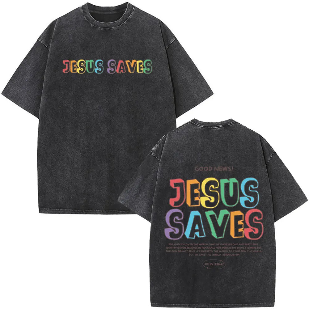 Cheap T-shirt Jerseys Christian Jesus Faith Over Fear Bible Verse Washed T-shirts Men Women Fashion Vintage Oversized T Shirts Harajuku Cotton T-shirt
