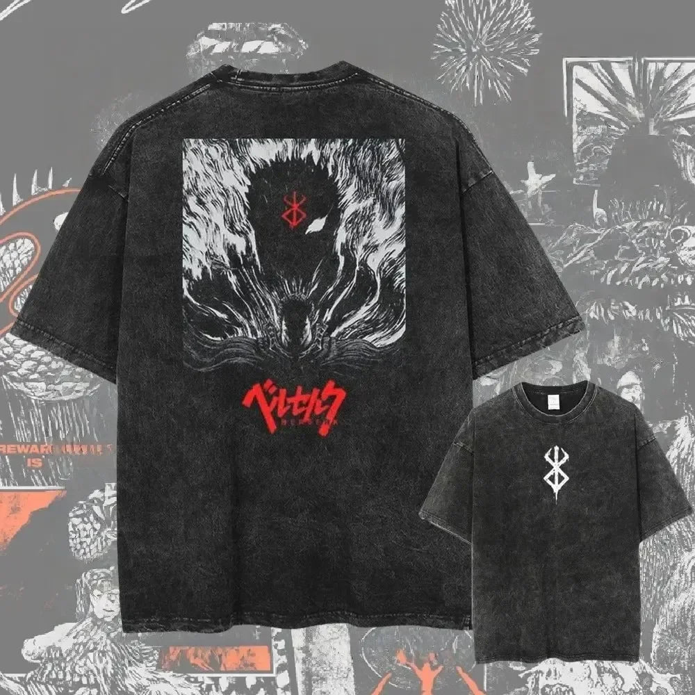 Cheap T-shirt Jerseys New Arrival Mens Clothes Tee Shirt Homme Graphic T-Shirts Men Tshirt for Men Ropa Hombre Washed Anime Berserk Baggy Camisetas