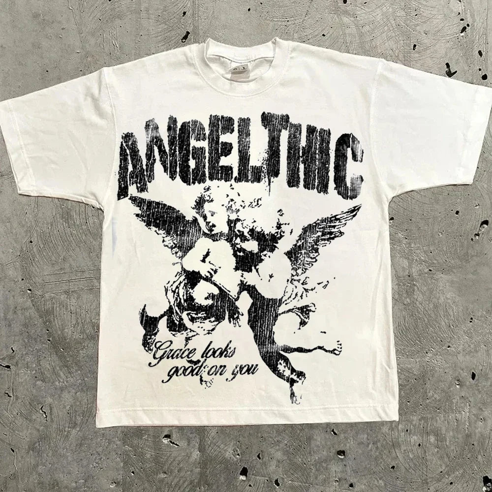 Cheap T-shirt Jerseys Harajuku Letter Graphic T Shirts Y2k Tops High Street Oversized T Shirt Pro Choice Streetwear Vintage Tee Clothing