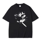Cheap T-shirt Jerseys Funny Meme Smoking Cat Face Graphic T-shirts Men Women Casual Cotton Vintage T Shirts Men's Oversized T-shirts Cats Lovers Gifts