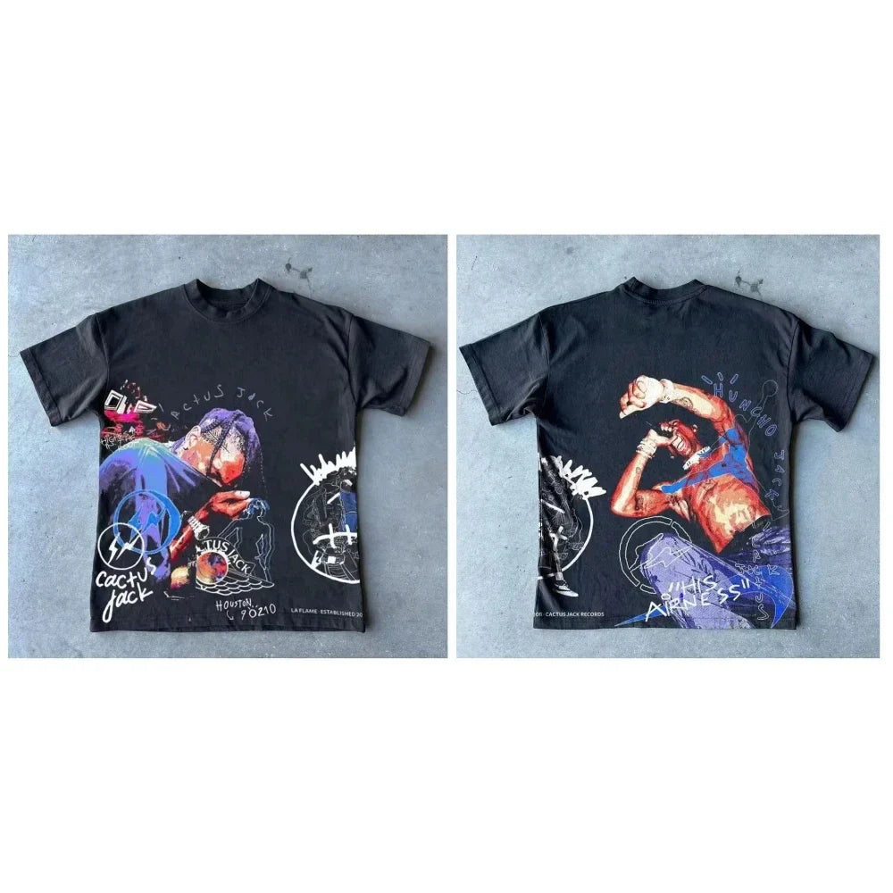 Cheap T-shirt Jerseys 2000s Vintage Casual Girl Print Y2k Women's Tshirts Short Sleeve O-Neck Streetwear Harajuku Gothic Tee Crop Top Men Kid Clothes