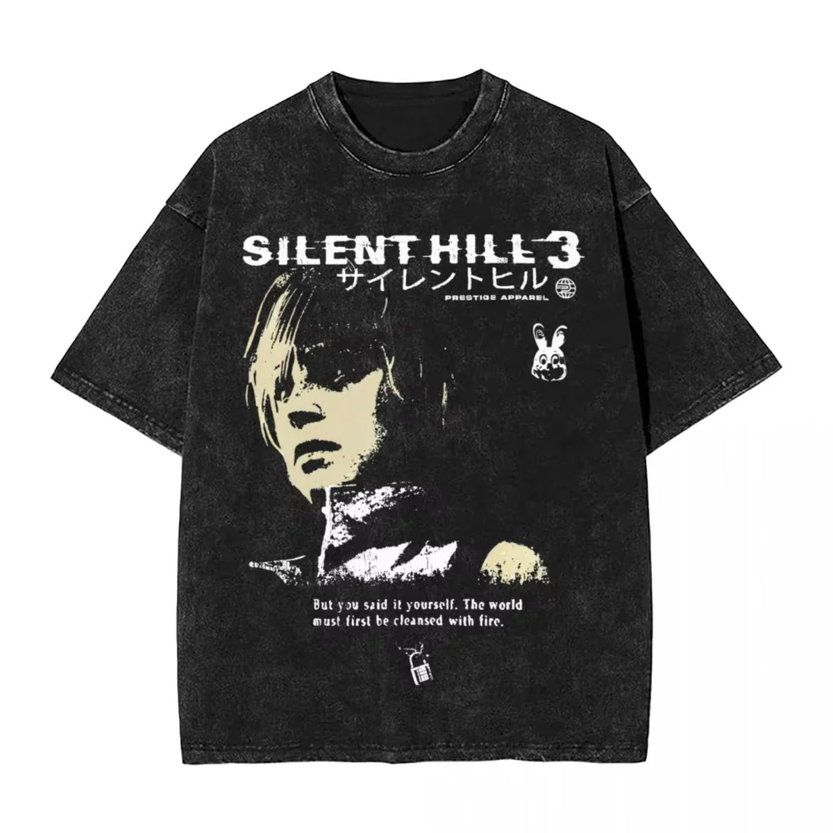 Cheap T-shirt Jerseys Washed T Shirts Horror Silent Hill Heavens Night Hip Hop T-Shirt Street  Streetwear Short Sleeve Printed Tops Tees Men Women