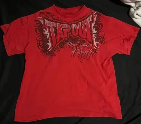 Cheap T-shirt Jerseys Y2K Tapout New men T Shirt Letter Graphic Print Oversized tops Punk Rock Round Neck Tops Harajuku street Hip Hop Pure cotton tee
