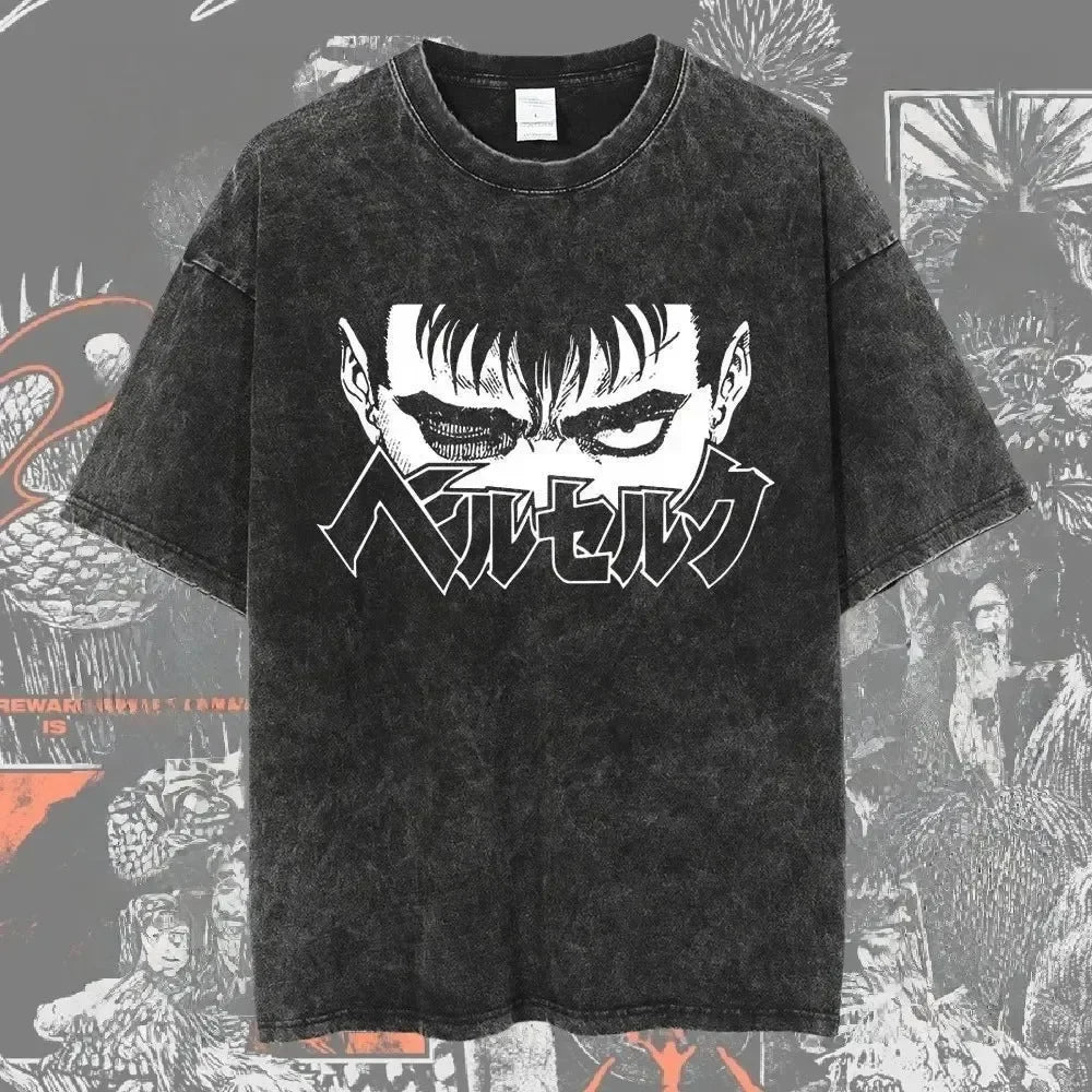 Cheap T-shirt Jerseys New Arrival Mens Clothes Tee Shirt Homme Graphic T-Shirts Men Tshirt for Men Ropa Hombre Washed Anime Berserk Baggy Camisetas
