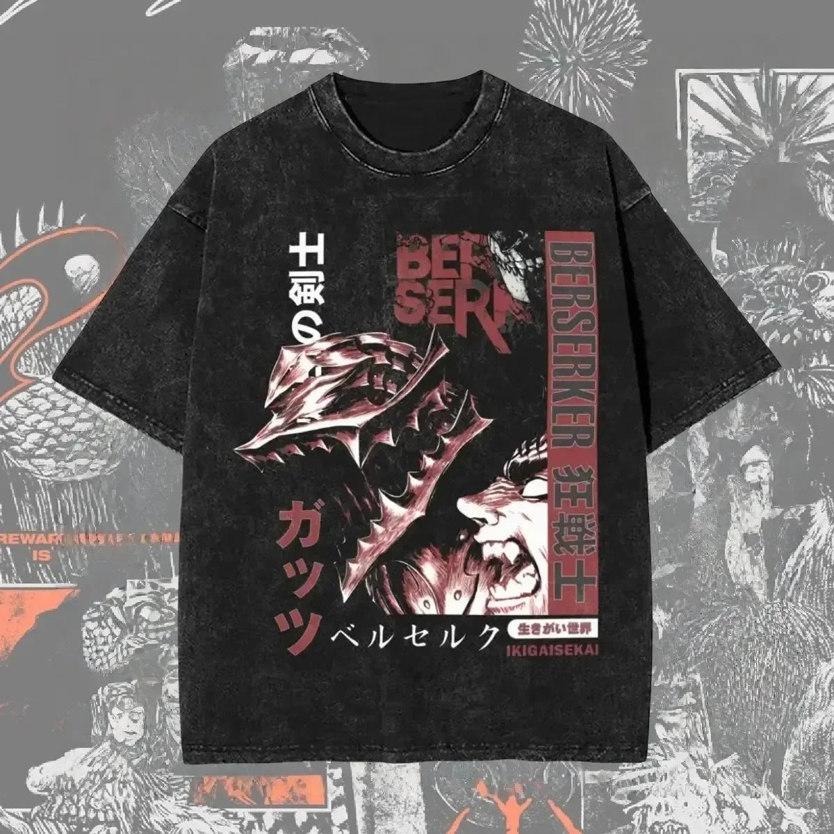 Cheap T-shirt Jerseys New Arrival Mens Clothes Tee Shirt Homme Graphic T-Shirts Men Tshirt for Men Ropa Hombre Washed Anime Berserk Baggy Camisetas