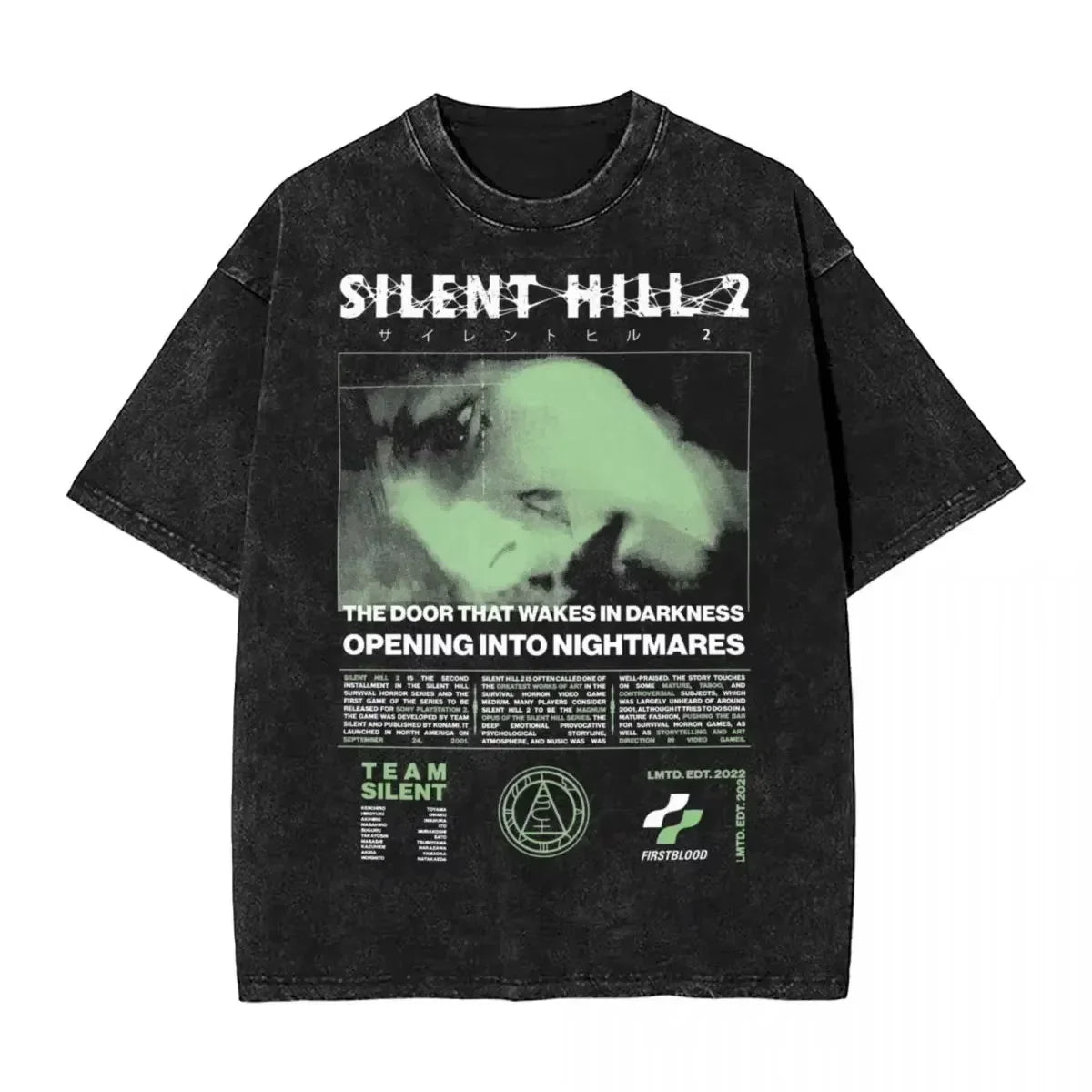 Cheap T-shirt Jerseys Washed T Shirts Horror Silent Hill Heavens Night Hip Hop T-Shirt Street  Streetwear Short Sleeve Printed Tops Tees Men Women
