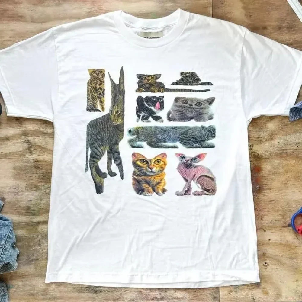 Cheap T-shirt Jerseys 2000s Vintage Casual Girl Print Y2k Women's Tshirts Short Sleeve O-Neck Streetwear Harajuku Gothic Tee Crop Top Men Kid Clothes