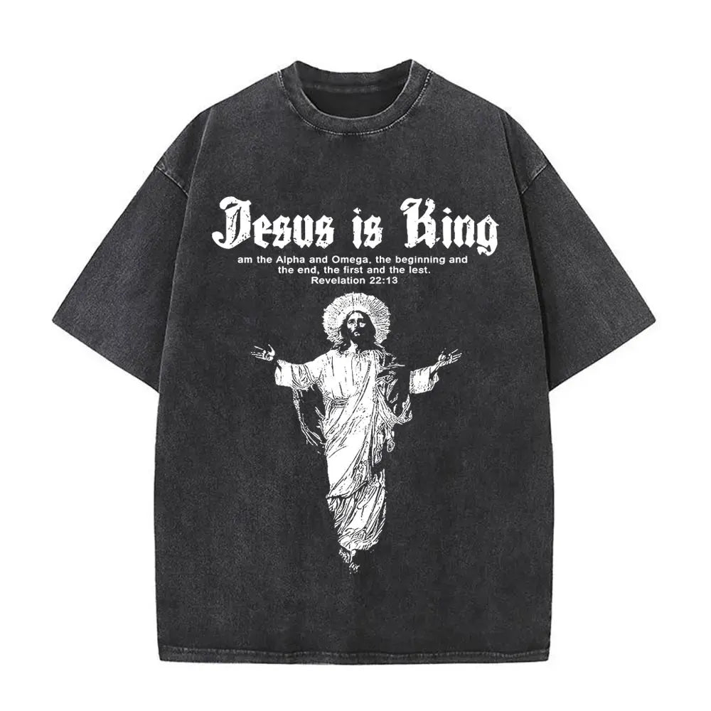Cheap T-shirt Jerseys Christian Religious Jesus Forgive Them Father Vintage Washed T-shirt  Men Women Gothic Rock Oversized T Shirts Tops Streetwear