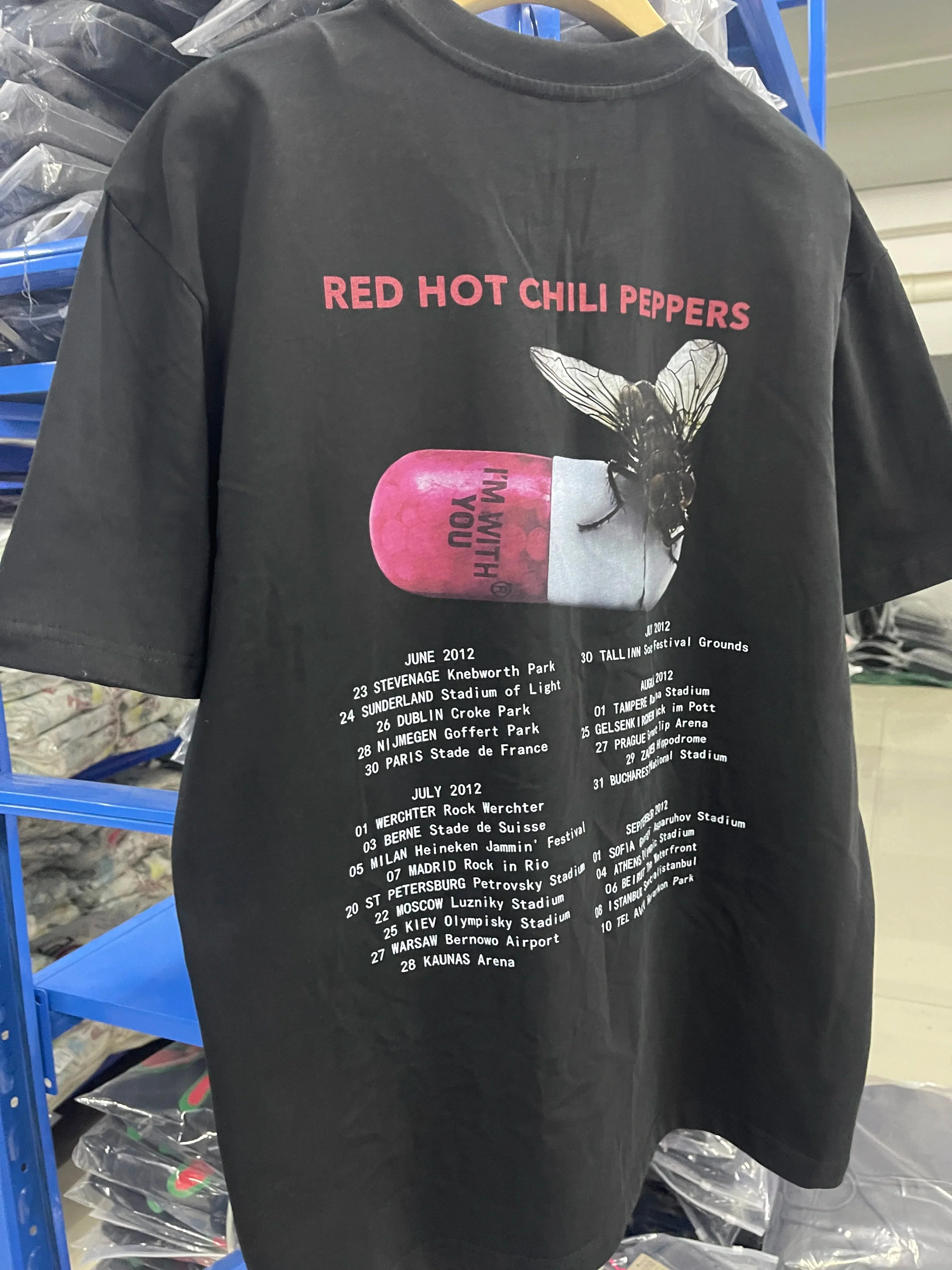 Cheap T-shirt Jerseys 25SS High quality Vintage Rock Red Chili Printed Band Short Sleeve Heavy Washed Cotton Loose Casual Oversize Street Pop T-shirt