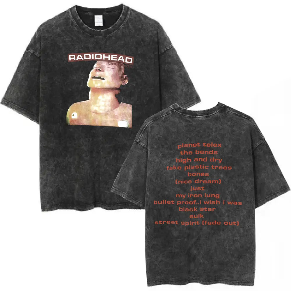 Cheap T-shirt Jerseys Radiohead Rock Band Washed Cotton T Shirt Men Women Hip Hop Music Tee Fashion Short Sleeve Tshirt Summer Oversized T-shirts Tops