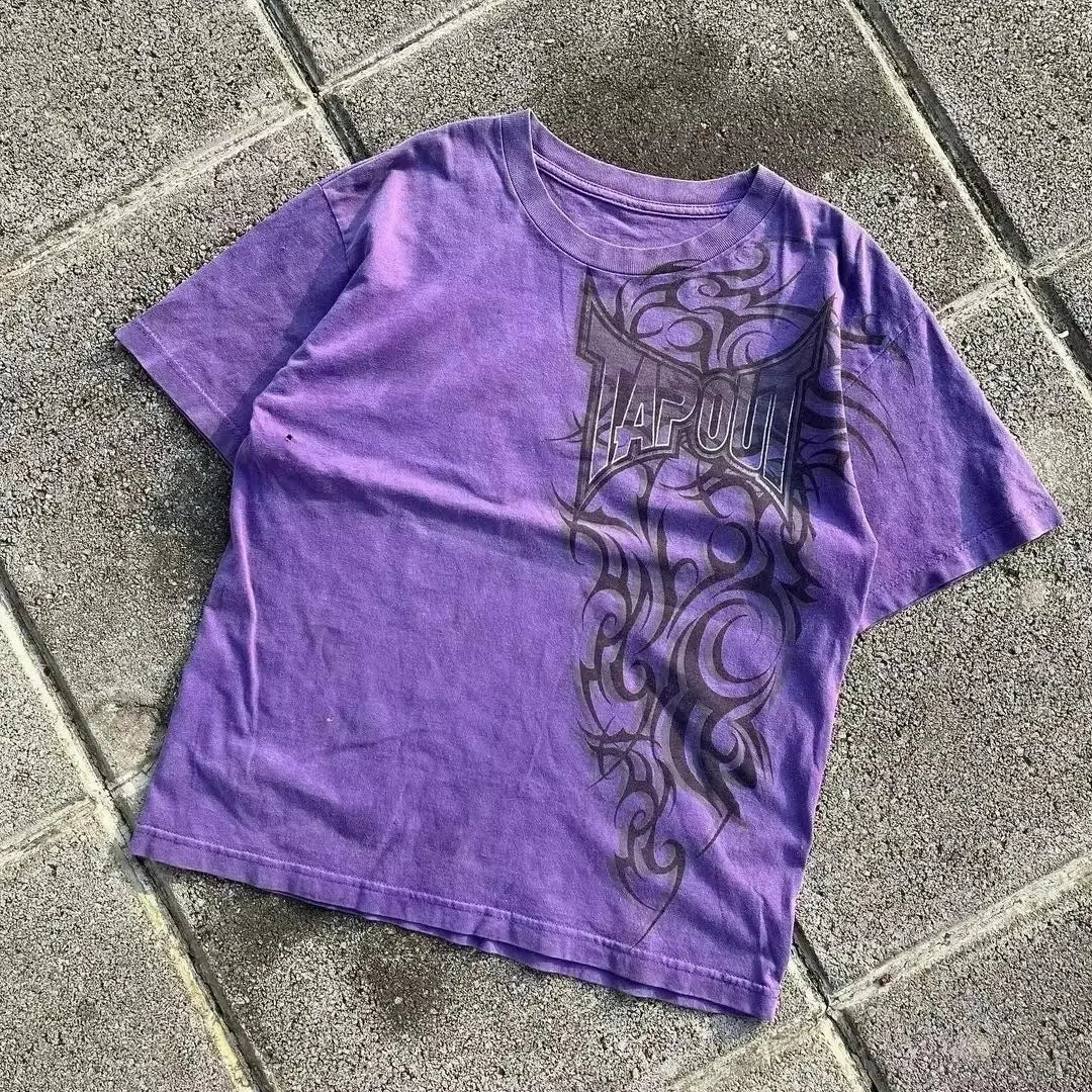 Cheap T-shirt Jerseys Y2K Tapout New men T Shirt Letter Graphic Print Oversized tops Punk Rock Round Neck Tops Harajuku street Hip Hop Pure cotton tee