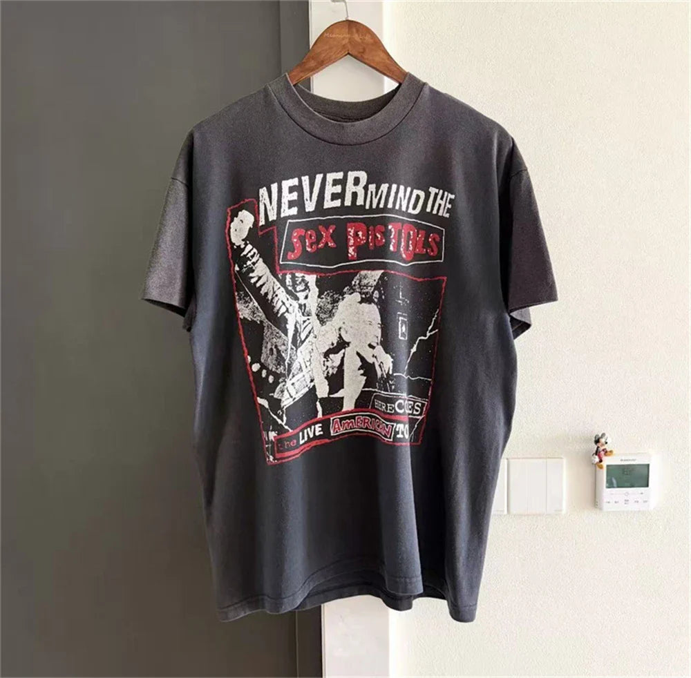 Cheap T-shirt Jerseys Summer Vintage High Street Portrait Pattern Printed Washed Short sleeved Cotton Casual Loose Fashion Oversize Trendy T-shirt
