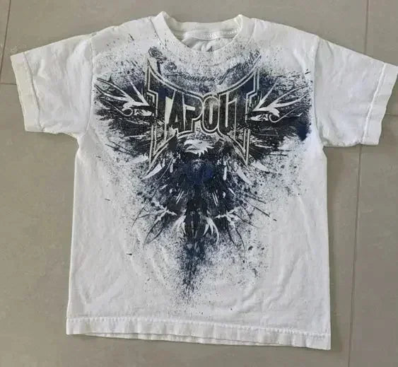Cheap T-shirt Jerseys Y2K Tapout New men T Shirt Letter Graphic Print Oversized tops Punk Rock Round Neck Tops Harajuku street Hip Hop Pure cotton tee