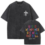 Cheap T-shirt Jerseys Christian Religious Jesus Forgive Them Father Vintage Washed T-shirt  Men Women Gothic Rock Oversized T Shirts Tops Streetwear