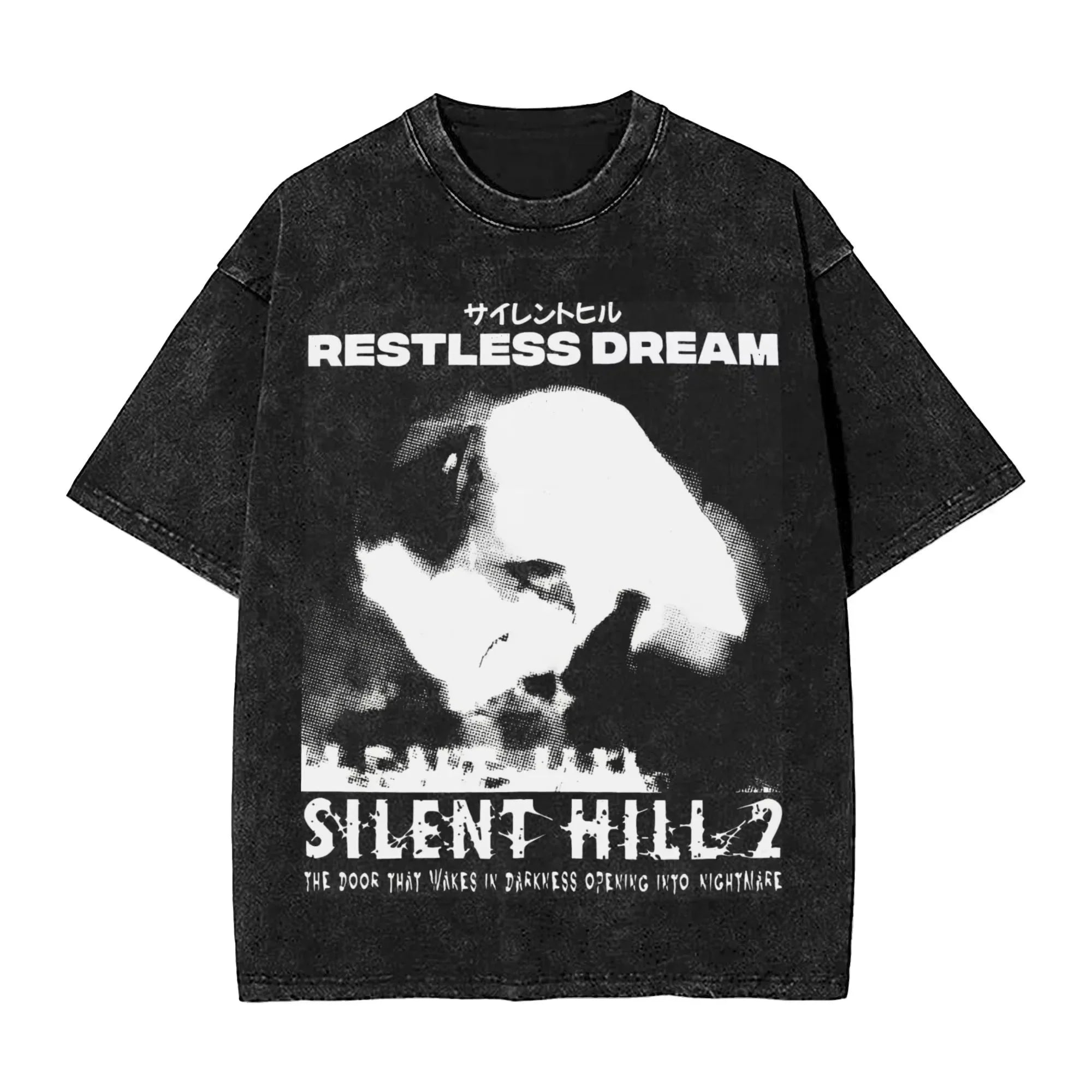 Cheap T-shirt Jerseys Washed T Shirts Horror Silent Hill Heavens Night Hip Hop T-Shirt Street  Streetwear Short Sleeve Printed Tops Tees Men Women