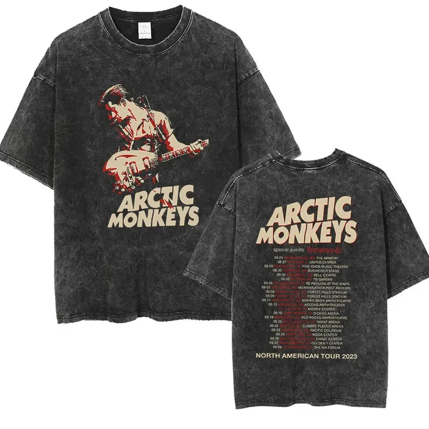 Cheap T-shirt Jerseys Retro Rock Arctic Monkeys Music Album Graphic T-Shrit Men's Vintage Washed Oversized Short Sleeve T Shirt Y2k Hip Hop Streetwear