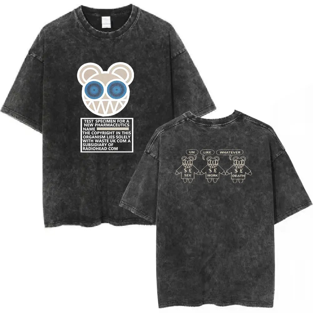 Cheap T-shirt Jerseys Radiohead Rock Band Washed Cotton T Shirt Men Women Hip Hop Music Tee Fashion Short Sleeve Tshirt Summer Oversized T-shirts Tops