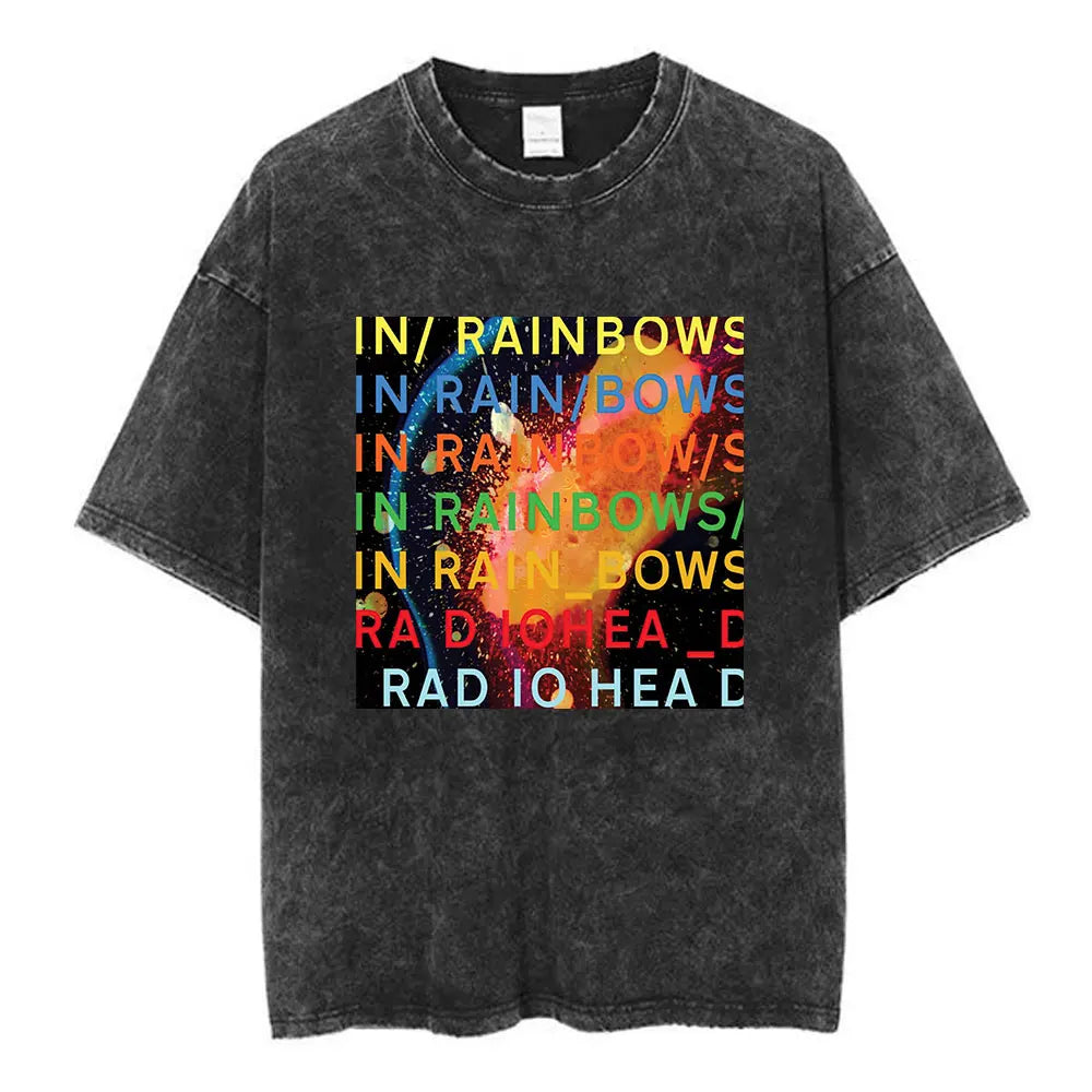 Cheap T-shirt Jerseys Radiohead Rock Band Washed Cotton T Shirt Men Women Hip Hop Music Tee Fashion Short Sleeve Tshirt Summer Oversized T-shirts Tops