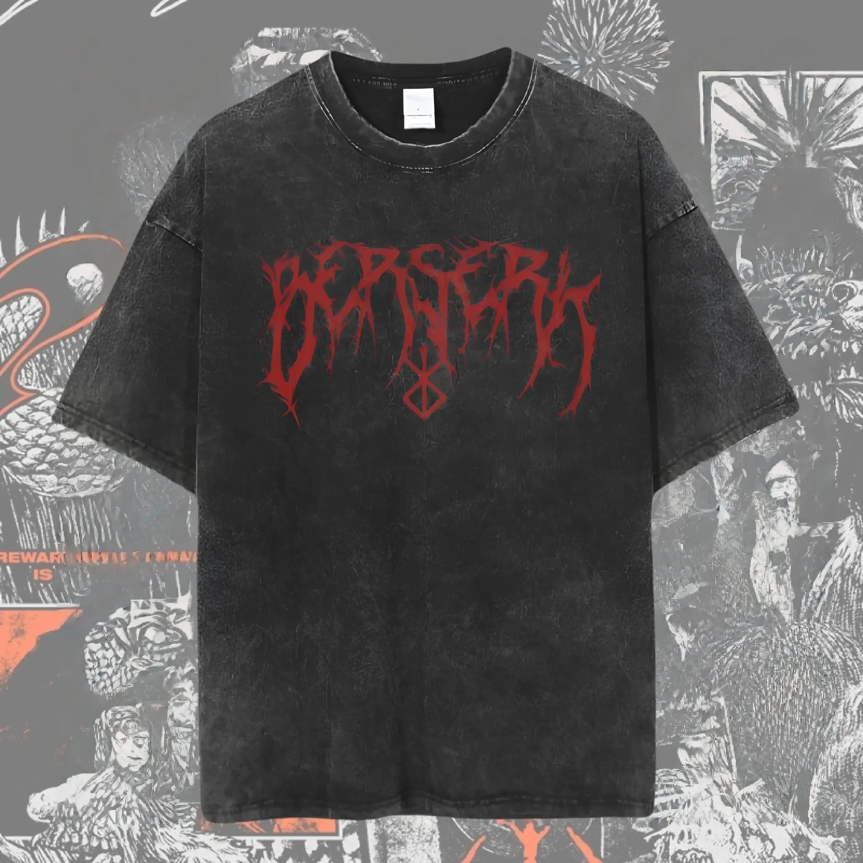 Cheap T-shirt Jerseys New Arrival Mens Clothes Tee Shirt Homme Graphic T-Shirts Men Tshirt for Men Ropa Hombre Washed Anime Berserk Baggy Camisetas