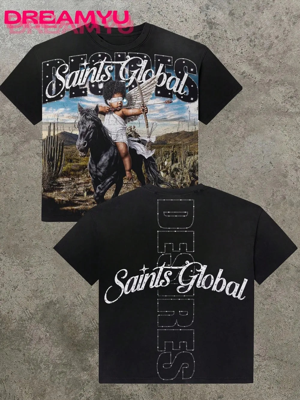 Cheap T-shirt Jerseys European and American men's summer Gothic angel letter print comfortable and breathable round neck T-shirt outdoor street top