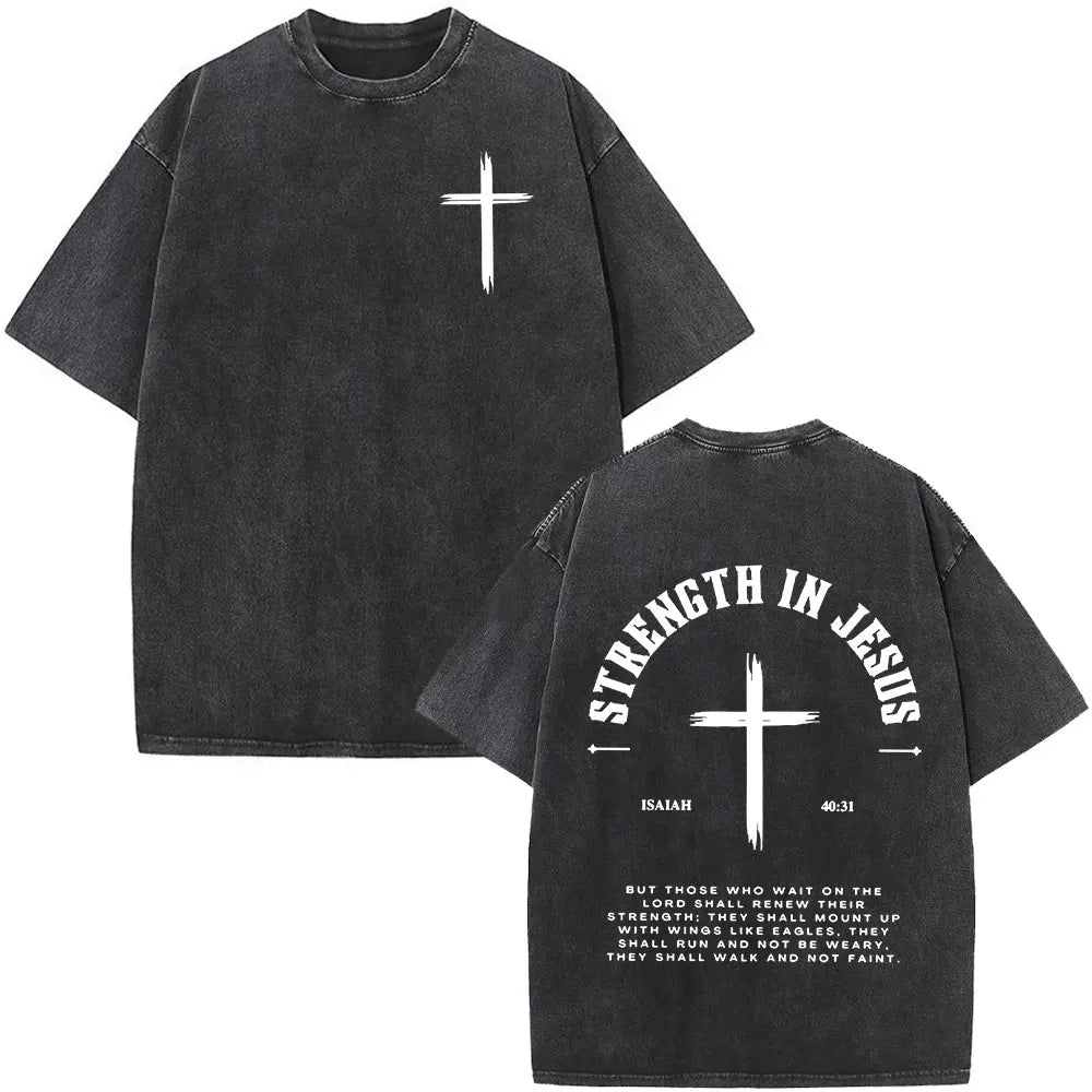 Cheap T-shirt Jerseys Christian Jesus Faith Over Fear Bible Verse Washed T-shirts Men Women Fashion Vintage Oversized T Shirts Harajuku Cotton T-shirt