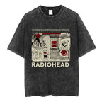 Cheap T-shirt Jerseys Radiohead Rock Band Washed Cotton T Shirt Men Women Hip Hop Music Tee Fashion Short Sleeve Tshirt Summer Oversized T-shirts Tops