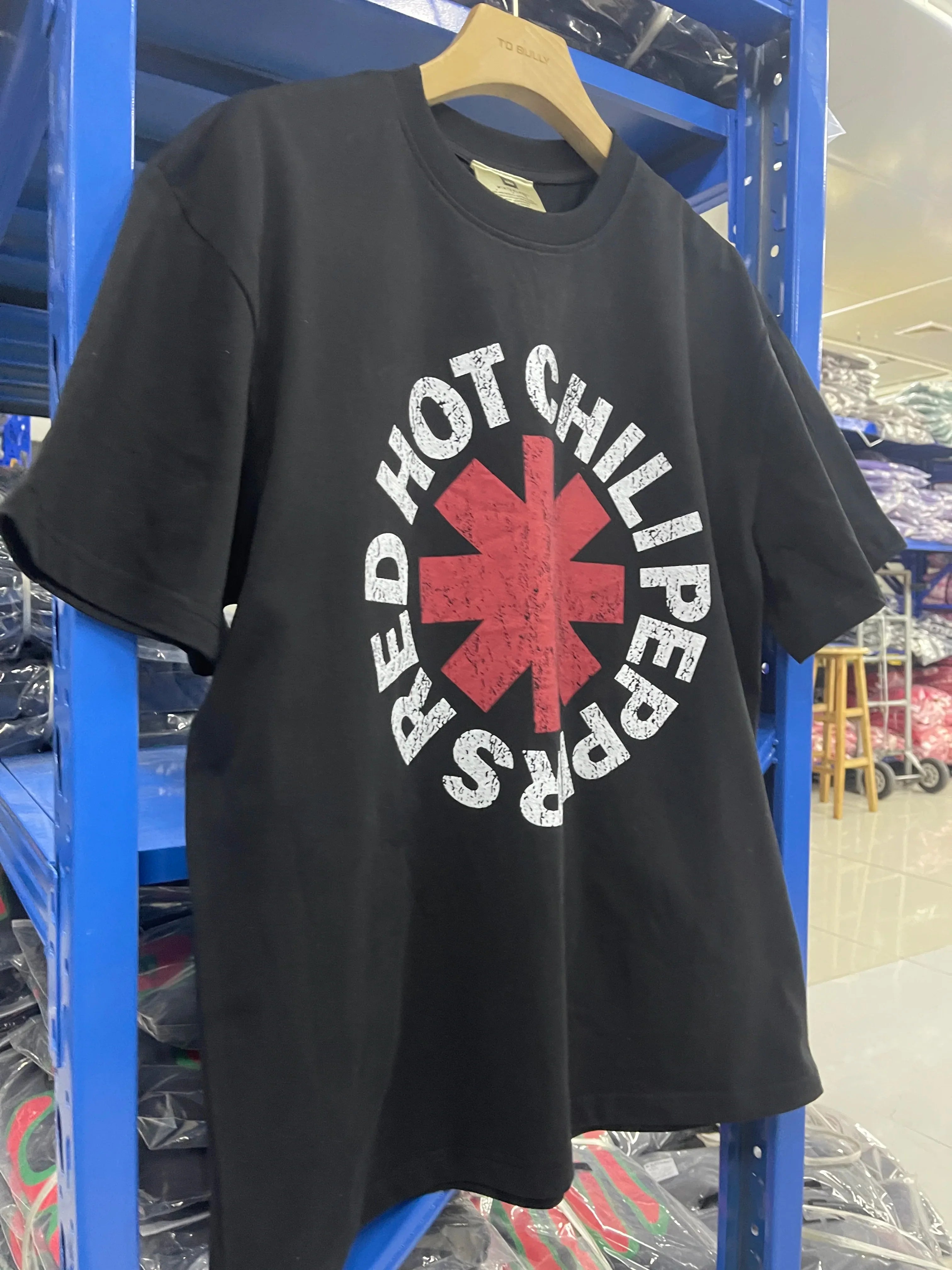 Cheap T-shirt Jerseys 25SS High quality Vintage Rock Red Chili Printed Band Short Sleeve Heavy Washed Cotton Loose Casual Oversize Street Pop T-shirt