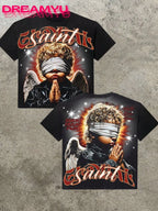 Cheap T-shirt Jerseys European and American men's summer Gothic angel letter print comfortable and breathable round neck T-shirt outdoor street top