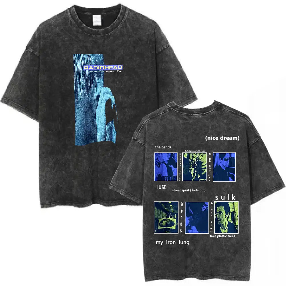 Cheap T-shirt Jerseys Radiohead Rock Band Washed Cotton T Shirt Men Women Hip Hop Music Tee Fashion Short Sleeve Tshirt Summer Oversized T-shirts Tops