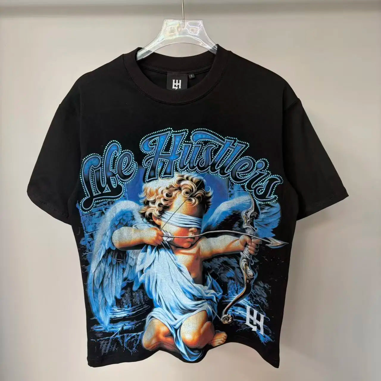 Cheap T-shirt Jerseys New fashion brand LIFE HUSTLERS Y2K hot stamping hole Men Women T-shirt Streetwear 100% Cotton Loose Round Neck Top Tees